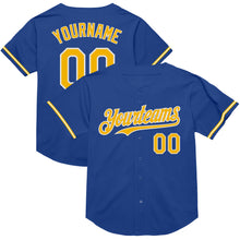 Load image into Gallery viewer, Custom Royal Gold-White Mesh Authentic Throwback Baseball Jersey

