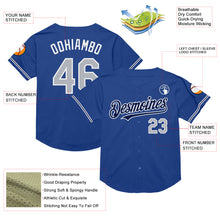 Load image into Gallery viewer, Custom Royal Gray-Navy Mesh Authentic Throwback Baseball Jersey
