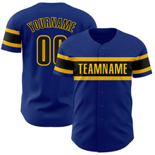 Charger l&#39;image dans la galerie, Custom Royal Black-Yellow Authentic Baseball Jersey
