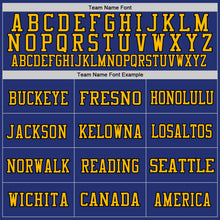 Load image into Gallery viewer, Custom Royal Gold-Black Mesh Authentic Throwback Football Jersey
