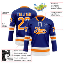 Laden Sie das Bild in den Galerie-Viewer, Custom Royal Bay Orange-White Hockey Lace Neck Jersey
