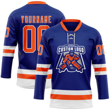 Charger l&#39;image dans la galerie, Custom Royal Orange-White Hockey Lace Neck Jersey
