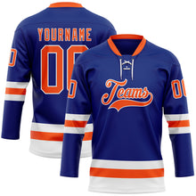 Charger l&#39;image dans la galerie, Custom Royal Orange-White Hockey Lace Neck Jersey
