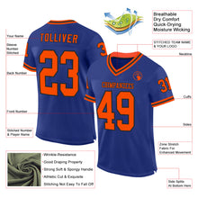 Laden Sie das Bild in den Galerie-Viewer, Custom Royal Orange-Black Mesh Authentic Throwback Football Jersey
