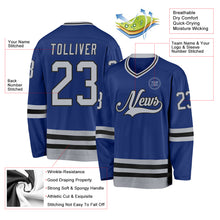 Laden Sie das Bild in den Galerie-Viewer, Custom Royal Gray-Black Hockey Jersey
