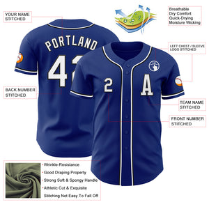 Custom Royal White-Black Authentic Baseball Jersey
