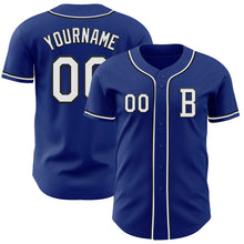 Load image into Gallery viewer, Custom Royal White-Black Authentic Baseball Jersey
