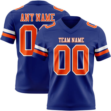 Custom Royal Orange-White Mesh Authentic Football Jersey