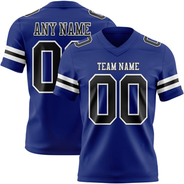 Custom Royal Black-White Mesh Authentic Football Jersey