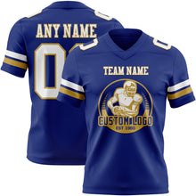 Laden Sie das Bild in den Galerie-Viewer, Custom Royal White-Old Gold Authentic Football Jersey
