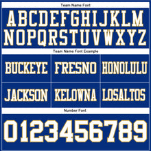 Laden Sie das Bild in den Galerie-Viewer, Custom Royal White-Old Gold Authentic Football Jersey
