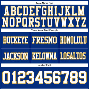 Custom Royal White-Old Gold Authentic Football Jersey
