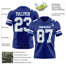 Laden Sie das Bild in den Galerie-Viewer, Custom Royal White-Light Blue Authentic Football Jersey
