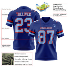Load image into Gallery viewer, Custom Royal Light Blue-Red Authentic Football Jersey
