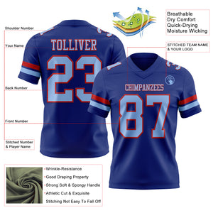 Custom Royal Light Blue-Red Authentic Football Jersey