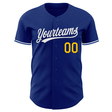Custom Royal Yellow-White Authentic Baseball Jersey