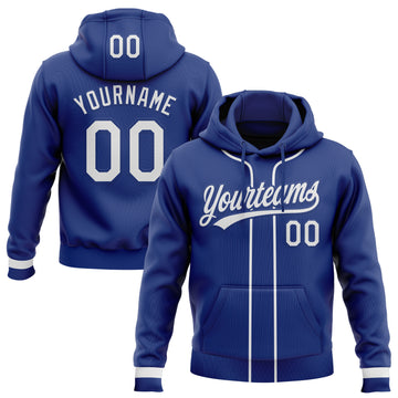 Custom Stitched Royal White-Royal Baseball Pullover Sweatshirt Hoodie