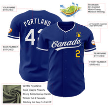 Laden Sie das Bild in den Galerie-Viewer, Custom Royal White-Yellow Authentic Baseball Jersey
