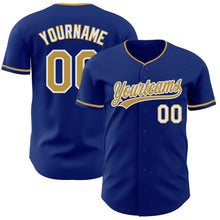 Load image into Gallery viewer, Custom Royal Old Gold-White Authentic Baseball Jersey
