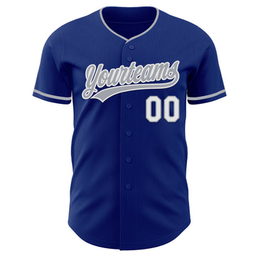 Custom Royal Gray-White Authentic Baseball Jersey