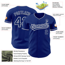 Laden Sie das Bild in den Galerie-Viewer, Custom Royal White-Gray Authentic Baseball Jersey
