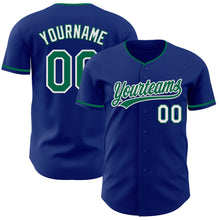 Load image into Gallery viewer, Custom Royal Kelly Green-White Authentic Baseball Jersey

