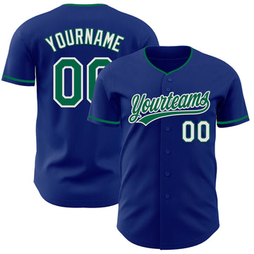 Custom Royal Kelly Green-White Authentic Baseball Jersey