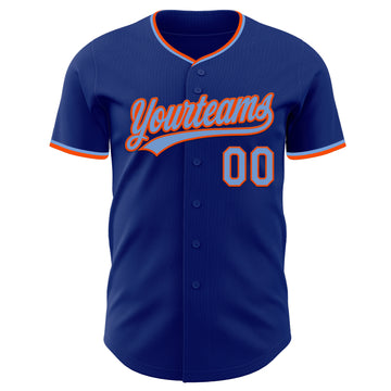 Custom Royal Powder Blue-Orange Authentic Baseball Jersey