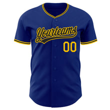 Load image into Gallery viewer, Custom Royal Black-Yellow Authentic Baseball Jersey
