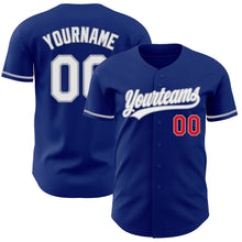 Charger l'image dans la galerie, Custom Royal Fire Red White-Gray Authentic Baseball Jersey
