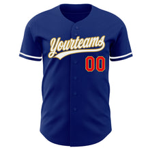 Charger l'image dans la galerie, Custom Royal Fire Red White-Old Gold Authentic Baseball Jersey
