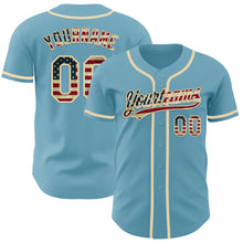 Загрузить изображение в средство просмотра галереи, Custom Shadow Blue Vintage USA Flag-Cream Authentic Baseball Jersey
