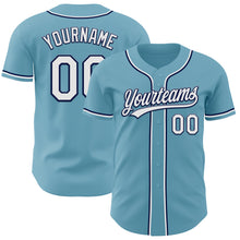 Load image into Gallery viewer, Custom Shadow Blue White-Navy Authentic Baseball Jersey
