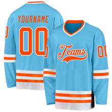 Charger l&#39;image dans la galerie, Custom Sky Blue Orange-White Hockey Jersey

