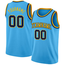 Charger l&#39;image dans la galerie, Custom Sky Blue Navy-Gold Authentic Basketball Jersey
