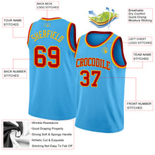 Load image into Gallery viewer, Custom Sky Blue Red-Gold Authentic Basketball Jersey
