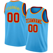 Load image into Gallery viewer, Custom Sky Blue Red-Gold Authentic Basketball Jersey

