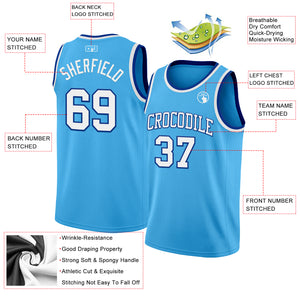 Custom Sky Blue White-Royal Authentic Basketball Jerse