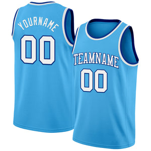 Custom Sky Blue White-Royal Authentic Basketball Jerse