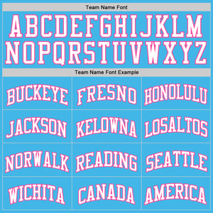 Custom Sky Blue White-Pink Authentic Basketball Jerse