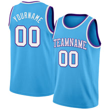 Laden Sie das Bild in den Galerie-Viewer, Custom Sky Blue White-Purple Authentic Basketball Jerse
