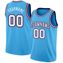 Laden Sie das Bild in den Galerie-Viewer, Custom Sky Blue White Royal-Red Authentic Basketball Jerse
