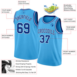 Custom Sky Blue Royal-White Authentic Basketball Jerse