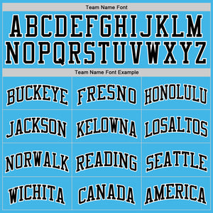Custom Sky Blue Black-White Authentic Basketball Jerse