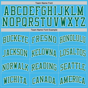 Custom Sky Blue Kelly Green-White Authentic Basketball Jerse