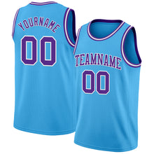 Laden Sie das Bild in den Galerie-Viewer, Custom Sky Blue Purple-White Authentic Basketball Jerse
