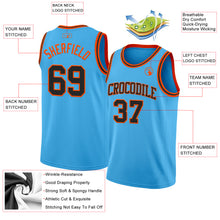 Laden Sie das Bild in den Galerie-Viewer, Custom Sky Blue Black-Orange Authentic Basketball Jerse

