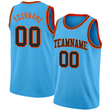 Laden Sie das Bild in den Galerie-Viewer, Custom Sky Blue Black-Orange Authentic Basketball Jerse
