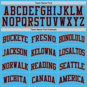 Custom Sky Blue Navy-Orange Authentic Basketball Jerse