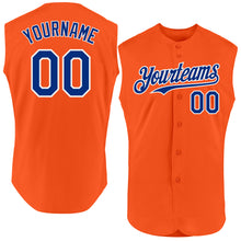 Load image into Gallery viewer, Custom Orange Royal-White Authentic Sleeveless Baseball Jersey
